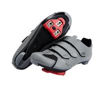 ZOKSOVE Men's Cycling Shoes Size 12 UK (13 UK Women) - Grey, Compatible with Peloton, Shimano SPD, Look Delta Cleats - Breathable, Stiff Outsole, Reflective Heel