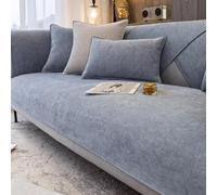 ZOKT Sofa Cover, Non-Slip Sofa Slipcover 1/2/3/4 Seater, L Shape Couch Cover, Universal Herringbone Chenille Fabric Furniture Protector Sofa Cover, Blue Grey, 110 x 160 cm