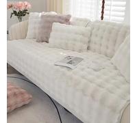 ZOKT Thick Rabbit Plush Sofa Cover 1 2 3 Seater, Non-Slip Corner Sofa Slipcovers L Shape, Fluffy Faux Fur Sofa Cushion Cover, Furniture Protector for Kids, Pets, White, 110 x 180 cm