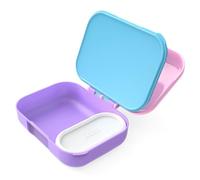 Zoku Neat Bento Jr. Kid's Lunch Box, Compact Two-Compartment Design, Leak-Proof Kid-Friendly Latch Closure, Removable Container with Lid, BPA Free and Dishwasher Safe, Pink