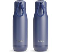 Zoku Powder Coated Bottle 500ml, Double Walled Vacuum Insulated - Navy (Pack of 2)