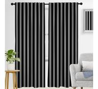 zokyer Striped Black and Grey Window Curtain Long Gray Dark Farmhouse Nursery Modern Neutral Mens Boys Teen Goth Art Simple Maximalist 42" W x 84" L for Bedroom Living Room 2 Panels Rod Pocket Drapes