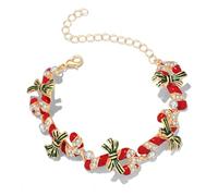 ZOLEAROPY Candy Cane Linked Bracelet Christmas Holiday Enamel Alloy Candy Cane Link Chain Bangle Bracelet Adjustable Festive Christmas Halloween Birthday Party Gifts for Women, M, Metal, no gemstone