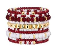 ZOLEAROPY Game Day Bracelets Stack Football Bracelets for Women Men Stackable Game day Bracelet Accessories Football Mom Outfit Jewelry Gifts, M, beads, no gemstone