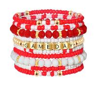 ZOLEAROPY Game Day Bracelets Stack Football Bracelets for Women Men Stackable Game day Bracelet Accessories Football Mom Outfit Jewelry Gifts, M, beads, no gemstone