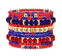 ZOLEAROPY Game Day Bracelets Stack Football Bracelets for Women Men Stackable Game day Bracelet Accessories Football Mom Outfit Jewelry Gifts, M, beads, no gemstone