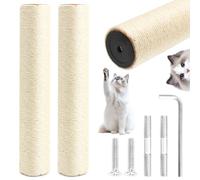ZOLGINAH Pack of 2 Replacement Scratching Post Diameter 7 x 40 cm White with M8, Sisal Scratching Post with Screws, Stackable up to 80 cm, Replacement Parts for Scratching Post, Scratching Post for