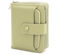 ZOLGINAH Women's Small RFID Protection PU Leather Wallet with 9 Card Slots, Outer Compartment, U-shaped Zip, Coin Compartment and ID Window (Green)