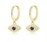 Zolkamery Silver Drop Earrings for Women, 925 Sterling Silver Hoop Earrings with Bar/Heart/Devil's Eye Pendant, Hypoallergenic Dangle Earring, Neutral Dangle Earrings, Jewelry for Ladies Girls