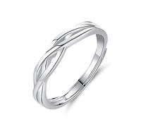 Zolkamery Wedding Rings for Men Women 925 Sterling Silver Celtic Knot Open Adjustable Size Ring Engagement Couple Partner Band Ring with Cubic Zirconia Diamond Gift for Wife Husband Girls Boys Ladies