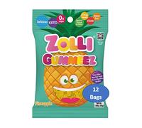 Zollipops Gummies Pineapple - Delicious Zero Sugar, Allergy-Free, KETO, Vegan Clean Teeth Candy - 12 Packs of 1.94oz for Tasty and Dental-Friendly Indulgence