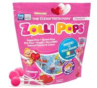Zollipops - Valentine's Day Strawberry Pack - Clean Teeth Lollipops | Anti-Cavity, Sugar Free Candy With Xylitol For Healthy, Clean Teeth - Great for Kids, Diabetics & Keto Diet, 3.1 Oz (Pack of 1)