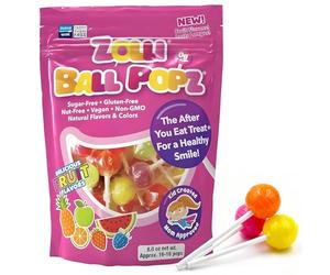 Zollipops Zolli Ball Popz Lollipops Clean Teeth, Natural Fruit, 8 oz
