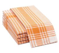 Zollner Set of 5 Tea Towels 50 x 70 cm 100% Cotton 180 g/m² Orange Checked