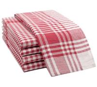 ZOLLNER Set of 5 Tea Towels - Cotton in 50 x 70 cm - Absorbent and Robust Kitchen Towels - Washable up to 60 °C - in Red and White Checked - Catering Quality - Oeko Tex® Certified