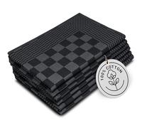 ZOLLNER Set of 6 cotton dish towels, 65x65 cm - extremely absorbent and durable kitchen towels - washable up to 60°C - black checkered pattern - restaurant quality - Oeko Tex® certified