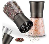 ZOLMER® Salt and Pepper Grinder Set of 2 with Adjustable Ceramic Grinder - Elegant Salt and Pepper Mill Made of Gunmetal Coloured Stainless Steel [Without Spice Content]