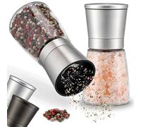 Zolmer® Salt and Pepper Grinder Set of 2 with Adjustable Ceramic Grinder - Elegant Salt and Pepper Mill Made of Gunmetal Coloured Stainless Steel [Without Spice Content]