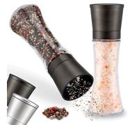 ZOLMER® Salt and Pepper Grinder Set of 2 with Adjustable Ceramic Grinder - Elegant Salt and Pepper Mill Made of Gunmetal Coloured Stainless Steel [Without Spice Content]