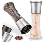 Zolmer Spice Mill Set of 2 with Adjustable Ceramic Grinder - Elegant Salt and Pepper Mill Made of Stainless Steel - Also as a Chilli Mill [Spice Contents]