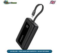 Zolo 10, 000mAh Portable Charger - Fast Charging with Built-In USB-C Cable