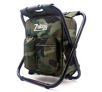 Zology Folding Camping Chair Stool Backpack with Cooler Insulated Picnic Bag, Camouflage Portable Hiking Seat Table Bag for Outdoor Indoor Fishing Travel Beach BBQ
