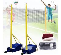 ZOLPINL Volleyball/Badminton Poles with Net for Adult Youth,badminton net bracket Mobile net badminton net frame with wheel box type net post Steel Stand with Stable Base Indoor & Outdoor