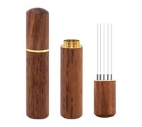 Zolunu Espresso Coffee Stirrer 5 Needles 0.4mm Espresso Distribution Tools, Natural Wood Handle and Stand (Rosewood)