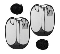 Zolventiq 2PCS Collapsible Washing Basket, Mesh Pop Up Laundry Basket, 75L Large Foldable Laundry Bin with Side Pocket for Bedroom and Bathroom Clothes Tidy Storage (Black)