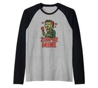 Zom-Be Mine Zombie Valentine, Funny Creepy Romantic Horror Raglan Baseball Tee