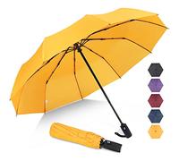 ZOMAKE Compact Umbrella Windproof Strong,Travel Small Umbrella Portable Foldable Brolly Automatic Folding for Women Men,46IN (Yellow)