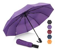 ZOMAKE Compact Umbrella Windproof Strong,Travel Small Umbrella Portable Foldable Brolly Automatic Folding for Women Men,46IN (Purple)
