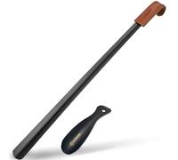 ZOMAKE Extra Long Metal Shoe Horn - 72 CM Large Shoehorn Long Handled with Leather Handle,Lazy Shoes Helper for Men Women the Elderly,Travel Shoe Horn 19 CM (2pcs Black)
