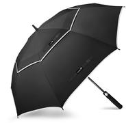 ZOMAKE Golf Umbrella Windproof and Rainproof 54in, Large Umbrella Windproof Strong, Big Golfing Brolly Unbreakable Double Canopy for Men Women with Reflective Strips (New Black)