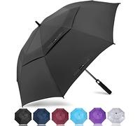 ZOMAKE Large Golf Umbrella Windproof Strong 54 Inch - Big Golfing Umbrellas Double Canopy Vented for Men - Extra Large Oversize Umberella's with Strap(Black)