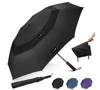 ZOMAKE Golf Umbrella Windproof and Rainproof 62in, Compact Large Umbrella, Big Folding Golfing Brolly Windproof Strong Double Canopy Unbreakable for Men Women (Black)