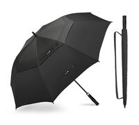 ZOMAKE Golf Umbrella Windproof and Rainproof 62in, Large Umbrella Windproof Strong, Big Double Canopy Golfing Brolly Unbreakable for Men Women (Black)