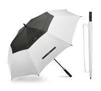 ZOMAKE Golf Umbrella Windproof and Rainproof 62in, Large Umbrella Windproof Strong, Big Double Canopy Golfing Brolly Unbreakable for Men Women (Black/White)
