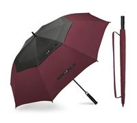 ZOMAKE Golf Umbrella Windproof and Rainproof 62in, Large Umbrella Windproof Strong, Big Double Canopy Golfing Brolly Unbreakable for Men Women (Black/Burgundy)