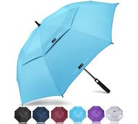 ZOMAKE Large Golf Umbrella Windproof Strong 62 Inch - Big Golfing Umbrellas Double Canopy Vented For Men - Extra Large Oversize Umberella's With Strap(Light Blue)