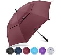 ZOMAKE Large Golf Umbrella Windproof Strong 62 Inch - Big Golfing Umbrellas Double Canopy Vented For Men - Extra Large Oversize Umberella's With Strap(Maroon)