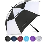ZOMAKE Large Golf Umbrella Windproof Strong 62 Inch - Big Golfing Umbrellas Double Canopy Vented For Men - Extra Large Oversize Umberella's With Strap(Black/White)