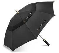 ZOMAKE Golf Umbrella Windproof and Rainproof 62in, Large Umbrella Windproof Strong, Big Golfing Brolly Unbreakable Double Canopy for Men Women (Black/Golden Accs)