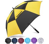 ZOMAKE Large Golf Umbrella Windproof Strong 62 Inch - Big Golfing Umbrellas Double Canopy Vented For Men - Extra Large Oversize Umberella's With Strap(Yellow/Black)
