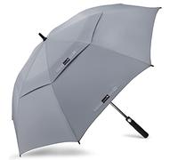 ZOMAKE Large Golf Umbrella Windproof Strong 62 Inch - Big Golfing Umbrellas Double Canopy Vented For Men - Extra Large Oversize Umberella's With Strap (Grey)