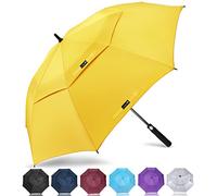ZOMAKE Large Golf Umbrella Windproof Strong 68 Inch - Big Golfing Umbrellas Double Canopy Vented For Men - Extra Large Oversize Umberella's With Strap(Yellow)