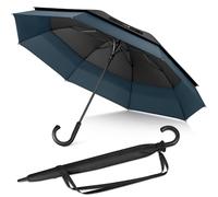 ZOMAKE Golf Umbrella with Handle, Large Umbrella Windproof Strong 58 Inch, Classic Walking Stick Umbrellas for Men Women,8 Ribs (Black/Navy Blue)