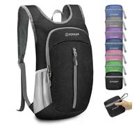 ZOMAKE Lightweight Foldable Backpack, Packable Rucksack 10L Folding Small Back Pack Foldaway Ultralight Daypack for Women Men Travel Hiking Walking (Black)