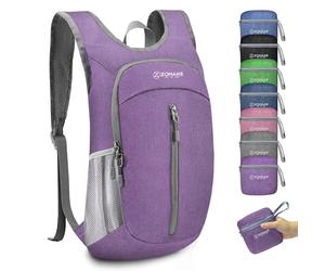 ZOMAKE Lightweight Foldable Backpack, Packable Rucksack 10L Folding Small Back Pack Foldaway Ultralight Daypack for Women Men Travel Hiking Walking (Purple)