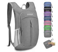 ZOMAKE Lightweight Foldable Backpack, Packable Rucksack (10L/Grey) | Folding Small Back Pack Foldaway Ultralight Daypack for Women Men Travel Hiking Walking